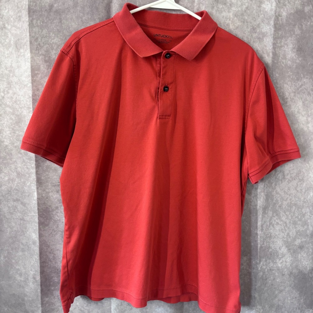UNTUCKit Men's Large Damaschino Red Polo Shirt 35510 Classic Cotton